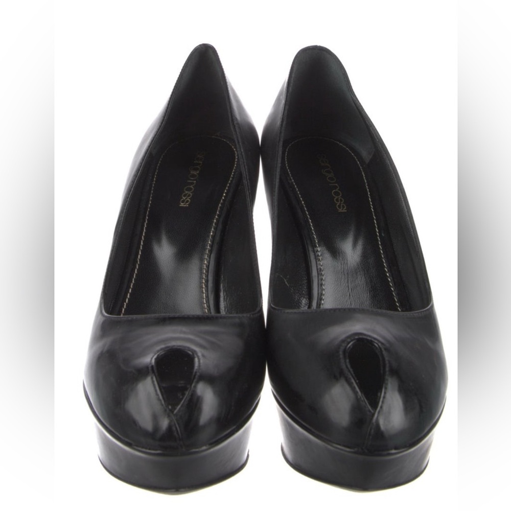 Sergio Rossi leather peep toe platform pumps 8.5 like new